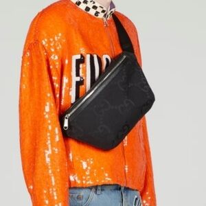 New authentic Gucci Jumbo GG belt crossbody bag in GG canvas with leather trim